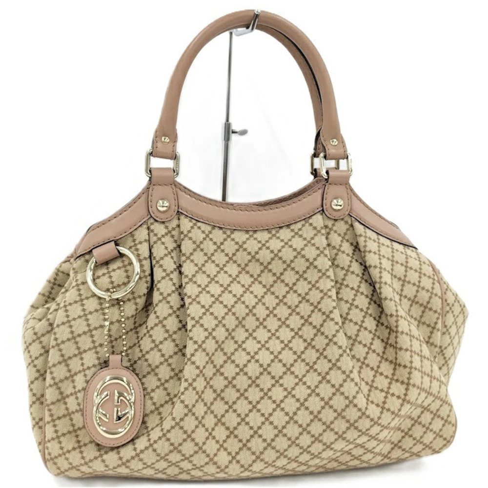 Gucci Diamante Handbag Canvas Beige